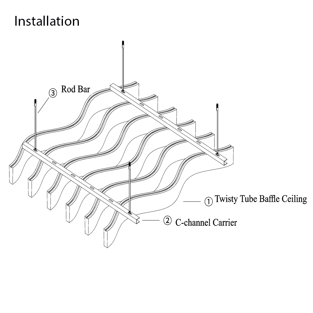 Fashion False Metal Ceilings Customized Building Material Suspended Curved Aluminum Ceiling